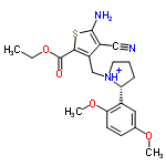 InChI=1/C21H25N3O4S/c1-4-28-21(25)19-16(15(11-22)20(23)29-19)12-24-9-5-6-17(24)14-10-13(26-2)7-8-18(14)27-3/h7-8,10,17H,4-6,9,12,23H2,1-3H3/p+1/t17-/m1/s1