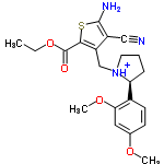 InChI=1/C21H25N3O4S/c1-4-28-21(25)19-16(15(11-22)20(23)29-19)12-24-9-5-6-17(24)14-8-7-13(26-2)10-18(14)27-3/h7-8,10,17H,4-6,9,12,23H2,1-3H3/p+1/t17-/m0/s1