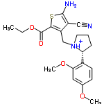 InChI=1/C21H25N3O4S/c1-4-28-21(25)19-16(15(11-22)20(23)29-19)12-24-9-5-6-17(24)14-8-7-13(26-2)10-18(14)27-3/h7-8,10,17H,4-6,9,12,23H2,1-3H3/p+1/t17-/m1/s1