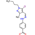 InChI=1/C16H19ClN4O2/c1-3-4-9-21-15(17)14(11(2)20-21)10-18-19-13-7-5-12(6-8-13)16(22)23/h5-8,10,19H,3-4,9H2,1-2H3,(H,22,23)/p-1/b18-10-