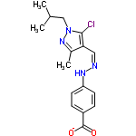 InChI=1/C16H19ClN4O2/c1-10(2)9-21-15(17)14(11(3)20-21)8-18-19-13-6-4-12(5-7-13)16(22)23/h4-8,10,19H,9H2,1-3H3,(H,22,23)/p-1/b18-8-