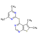 InChI=1/C14H14N4S2/c1-7-5-8(2)18-14(17-7)20-13-11-9(3)10(4)19-12(11)15-6-16-13/h5-6H,1-4H3