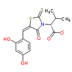 InChI=1/C15H15NO5S2/c1-7(2)12(14(20)21)16-13(19)11(23-15(16)22)5-8-3-4-9(17)6-10(8)18/h3-7,12,17-18H,1-2H3,(H,20,21)/p-1/b11-5+/t12-/m1/s1