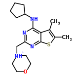 InChI=1/C18H26N4OS/c1-12-13(2)24-18-16(12)17(19-14-5-3-4-6-14)20-15(21-18)11-22-7-9-23-10-8-22/h14H,3-11H2,1-2H3,(H,19,20,21)/p+1