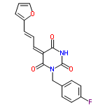 InChI=1/C18H13FN2O4/c19-13-8-6-12(7-9-13)11-21-17(23)15(16(22)20-18(21)24)5-1-3-14-4-2-10-25-14/h1-10H,11H2,(H,20,22,24)/b3-1+,15-5+