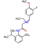 InChI=1/C22H29FN2O2/c1-6-25(13-17-10-11-20(27-5)19(23)12-17)14-21(26)24-22-16(4)8-7-9-18(22)15(2)3/h7-12,15H,6,13-14H2,1-5H3,(H,24,26)/p+1