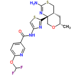 InChI=1/C18H19F2N5O3S2/c1-9-4-11-6-30-17(21)25-18(11,8-27-9)15-24-12(7-29-15)23-14(26)10-2-3-13(22-5-10)28-16(19)20/h2-3,5,7,9,11,16H,4,6,8H2,1H3,(H2,21,25)(H,23,26)/t9-,11-,18-/m0/s1