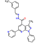 InChI=1/C27H22N6O/c1-18-8-6-9-20(14-18)16-29-31-27(34)23-15-24(21-10-7-13-28-17-21)30-26-25(23)19(2)32-33(26)22-11-4-3-5-12-22/h3-17H,1-2H3,(H,31,34)/b29-16+