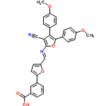 InChI=1/C31H22N2O6/c1-36-23-10-6-19(7-11-23)28-26(17-32)30(39-29(28)20-8-12-24(37-2)13-9-20)33-18-25-14-15-27(38-25)21-4-3-5-22(16-21)31(34)35/h3-16,18H,1-2H3,(H,34,35)/b33-18+