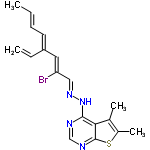 InChI=1/C18H19BrN4S/c1-5-7-8-14(6-2)9-15(19)10-22-23-17-16-12(3)13(4)24-18(16)21-11-20-17/h5-11H,2H2,1,3-4H3,(H,20,21,23)/b7-5+,14-8+,15-9-,22-10+