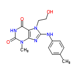 InChI=1/C15H17N5O3/c1-9-3-5-10(6-4-9)16-14-17-12-11(20(14)7-8-21)13(22)18-15(23)19(12)2/h3-6,21H,7-8H2,1-2H3,(H,16,17)(H,18,22,23)