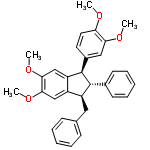 InChI=1/C32H32O4/c1-33-27-16-15-23(18-28(27)34-2)32-26-20-30(36-4)29(35-3)19-24(26)25(17-21-11-7-5-8-12-21)31(32)22-13-9-6-10-14-22/h5-16,18-20,25,31-32H,17H2,1-4H3/t25-,31+,32+/m0/s1