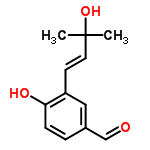 InChI=1/C12H14O3/c1-12(2,15)6-5-10-7-9(8-13)3-4-11(10)14/h3-8,14-15H,1-2H3/b6-5+