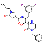 InChI=1/C28H34F2N4O4/c1-2-9-33-17-20(14-24(33)35)27(37)32-23(13-19-11-21(29)15-22(30)12-19)26(36)25-28(38)34(10-8-31-25)16-18-6-4-3-5-7-18/h3-7,11-12,15,20,23,25-26,31,36H,2,8-10,13-14,16-17H2,1H3,(H,32,37)/t20?,23?,25-,26-/m0/s1