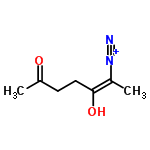 InChI=1/C7H10N2O2/c1-5(10)3-4-7(11)6(2)9-8/h3-4H2,1-2H3/p+1/b7-6+