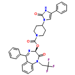 InChI=1/C32H28F3N5O4/c33-32(34,35)20-40-26-14-8-7-13-24(26)27(22-11-5-2-6-12-22)37-28(29(40)41)44-31(43)38-17-15-23(16-18-38)39-19-25(36-30(39)42)21-9-3-1-4-10-21/h1-14,19,23,28H,15-18,20H2,(H,36,42)/t28-/m0/s1