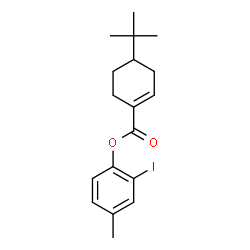 ChemSpider 2D Image | 2-Iodo-4-methylphenyl 4-(2-methyl-2-propanyl)-1-cyclohexene-1-carboxylate | C18H23IO2