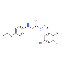 ChemSpider 2D Image | N'-[(Z)-(2-Amino-3,5-dibromophenyl)methylene]-2-[(4-ethoxyphenyl)amino]acetohydrazide (non-preferred name) | C17H18Br2N4O2
