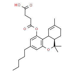 ChemSpider 2D Image | 4-Oxo-4-{[(6aR)-6,6,9-trimethyl-3-pentyl-6a,7,8,10a-tetrahydro-6H-benzo[c]chromen-1-yl]oxy}butanoic acid | C25H34O5