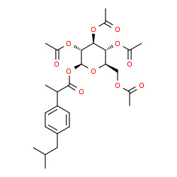 ChemSpider 2D Image | 2,3,4,6-Tetra-O-acetyl-1-O-[2-(4-isobutylphenyl)propanoyl]-beta-D-glucopyranose | C27H36O11