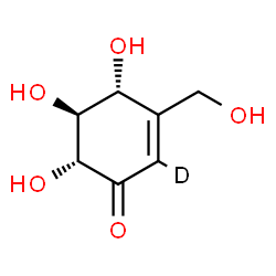 ChemSpider 2D Image | (4R,5S,6R)-4,5,6-Trihydroxy-3-(hydroxymethyl)(2-~2~H)-2-cyclohexen-1-one | C7H9DO5