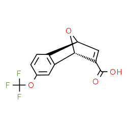 ChemSpider 2D Image | (1S,8S)-5-(Trifluoromethoxy)-11-oxatricyclo[6.2.1.0~2,7~]undeca-2,4,6,9-tetraene-9-carboxylic acid | C12H7F3O4
