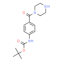 ChemSpider 2D Image | tert-Butyl (4-(piperazine-1-carbonyl)phenyl)carbamate | C16H23N3O3