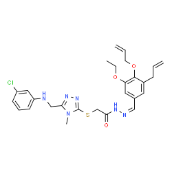 ChemSpider 2D Image | N'-{(Z)-[3-Allyl-4-(allyloxy)-5-ethoxyphenyl]methylene}-2-[(5-{[(3-chlorophenyl)amino]methyl}-4-methyl-4H-1,2,4-triazol-3-yl)sulfanyl]acetohydrazide | C27H31ClN6O3S