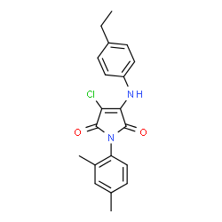 ChemSpider 2D Image | 3-Chloro-1-(2,4-dimethylphenyl)-4-[(4-ethylphenyl)amino]-1H-pyrrole-2,5-dione | C20H19ClN2O2