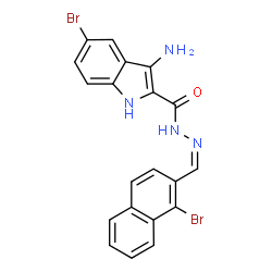 ChemSpider 2D Image | 3-Amino-5-bromo-N'-[(Z)-(1-bromo-2-naphthyl)methylene]-1H-indole-2-carbohydrazide | C20H14Br2N4O