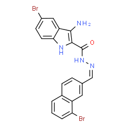 ChemSpider 2D Image | 3-Amino-5-bromo-N'-[(Z)-(8-bromo-2-naphthyl)methylene]-1H-indole-2-carbohydrazide | C20H14Br2N4O