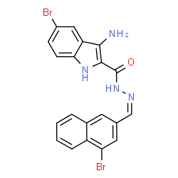 ChemSpider 2D Image | 3-Amino-5-bromo-N'-[(Z)-(4-bromo-2-naphthyl)methylene]-1H-indole-2-carbohydrazide | C20H14Br2N4O