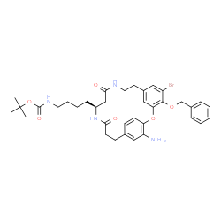 ChemSpider 2D Image | 2-Methyl-2-propanyl {4-[(13S)-20-amino-4-(benzyloxy)-5-bromo-11,15-dioxo-2-oxa-10,14-diazatricyclo[16.2.2.1~3,7~]tricosa-1(20),3(23),4,6,18,21-hexaen-13-yl]butyl}carbamate | C36H45BrN4O6