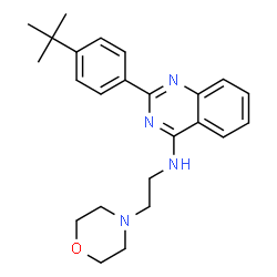 ChemSpider 2D Image | 2-[4-(2-Methyl-2-propanyl)phenyl]-N-[2-(4-morpholinyl)ethyl]-4-quinazolinamine | C24H30N4O
