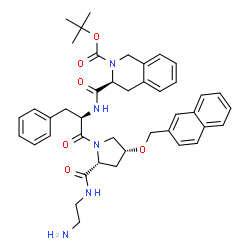 ChemSpider 2D Image | N-{[(3S)-2-{[(2-Methyl-2-propanyl)oxy]carbonyl}-1,2,3,4-tetrahydro-3-isoquinolinyl]carbonyl}-D-phenylalanyl-(4R)-N-(2-aminoethyl)-4-(2-naphthylmethoxy)-D-prolinamide | C42H49N5O6