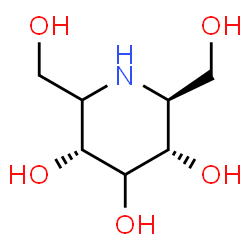 ChemSpider 2D Image | (3R,5S,6S)-2,6-Bis(hydroxymethyl)-3,4,5-piperidinetriol | C7H15NO5
