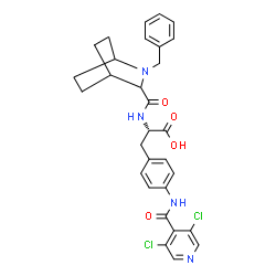 ChemSpider 2D Image | N-[(2-Benzyl-2-azabicyclo[2.2.2]oct-3-yl)carbonyl]-4-[(3,5-dichloroisonicotinoyl)amino]-L-phenylalanine | C30H30Cl2N4O4