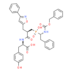 ChemSpider 2D Image | N-{(2R)-3-{[(1S)-1-{[(Benzyloxy)carbonyl]amino}-2-phenylethyl](hydroxy)phosphoryl}-2-[(3-phenyl-1,2-oxazol-5-yl)methyl]propanoyl}-D-tyrosine | C38H38N3O9P