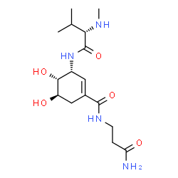 ChemSpider 2D Image | (3R,4R,5R)-N-(3-Amino-3-oxopropyl)-4,5-dihydroxy-3-[(N-methyl-L-valyl)amino]-1-cyclohexene-1-carboxamide | C16H28N4O5