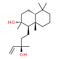 ChemSpider 2D Image | (1R,2R,4aR,8aS)-1-[(3R)-3-Hydroxy-3-methyl-4-penten-1-yl]-2,5,5,8a-tetramethyldecahydro-2-naphthalenol | C20H36O2
