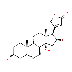 ChemSpider 2D Image | (3beta,5beta,8alpha,9beta,16beta)-3,14,16-Trihydroxycard-20(22)-enolide | C23H34O5