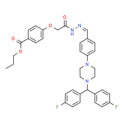 ChemSpider 2D Image | Propyl 4-{2-[(2Z)-2-(4-{4-[bis(4-fluorophenyl)methyl]-1-piperazinyl}benzylidene)hydrazino]-2-oxoethoxy}benzoate | C36H36F2N4O4