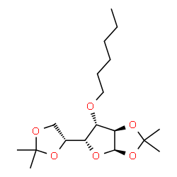 ChemSpider 2D Image | (3aR,5R,6S,6aR)-5-[(4R)-2,2-Dimethyl-1,3-dioxolan-4-yl]-6-(hexyloxy)-2,2-dimethyltetrahydrofuro[2,3-d][1,3]dioxole | C18H32O6