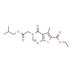 ChemSpider 2D Image | Ethyl 3-(2-isobutoxy-2-oxoethyl)-5-methyl-4-oxo-3,4-dihydrothieno[2,3-d]pyrimidine-6-carboxylate | C16H20N2O5S