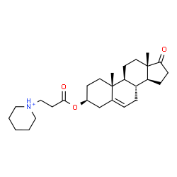 ChemSpider 2D Image | (3beta)-17-Oxo-3-{[3-(1-piperidiniumyl)propanoyl]oxy}androst-5-ene | C27H42NO3