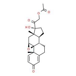 ChemSpider 2D Image | (9Î²,11Î²)-21-(Acetyloxy)-9,11-epoxy-17-hydroxypregna-1,4-diene-3,20-dione | C23H28O6
