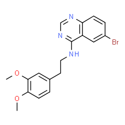 ChemSpider 2D Image | 6-Bromo-N-[2-(3,4-dimethoxyphenyl)ethyl]-4-quinazolinamine | C18H18BrN3O2