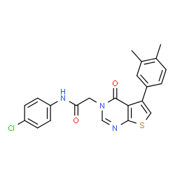 ChemSpider 2D Image | N-(4-Chlorophenyl)-2-[5-(3,4-dimethylphenyl)-4-oxothieno[2,3-d]pyrimidin-3(4H)-yl]acetamide | C22H18ClN3O2S
