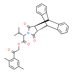 ChemSpider 2D Image | 2-(2,5-Dimethylphenyl)-2-oxoethyl (2R)-2-[(15S,19S)-16,18-dioxo-17-azapentacyclo[6.6.5.0~2,7~.0~9,14~.0~15,19~]nonadeca-2,4,6,9,11,13-hexaen-17-yl]-3-methylbutanoate | C33H31NO5