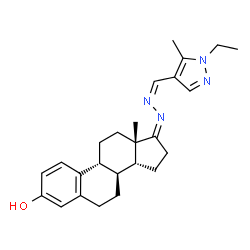 ChemSpider 2D Image | (8alpha,9beta,14beta,17Z)-17-{(2Z)-[(1-Ethyl-5-methyl-1H-pyrazol-4-yl)methylene]hydrazono}estra-1,3,5(10)-trien-3-ol | C25H32N4O